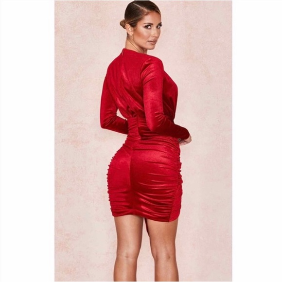 House Of CB Red Velvet Farrah Dress. NWT. Size XSmall. - Picture 6 of 12